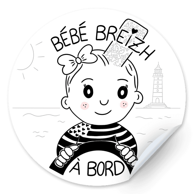 Autocollant &quot;Bébé Breizh à Bord&quot; – Fille